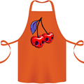 Cherry Skulls Cotton Apron 100% Organic Orange