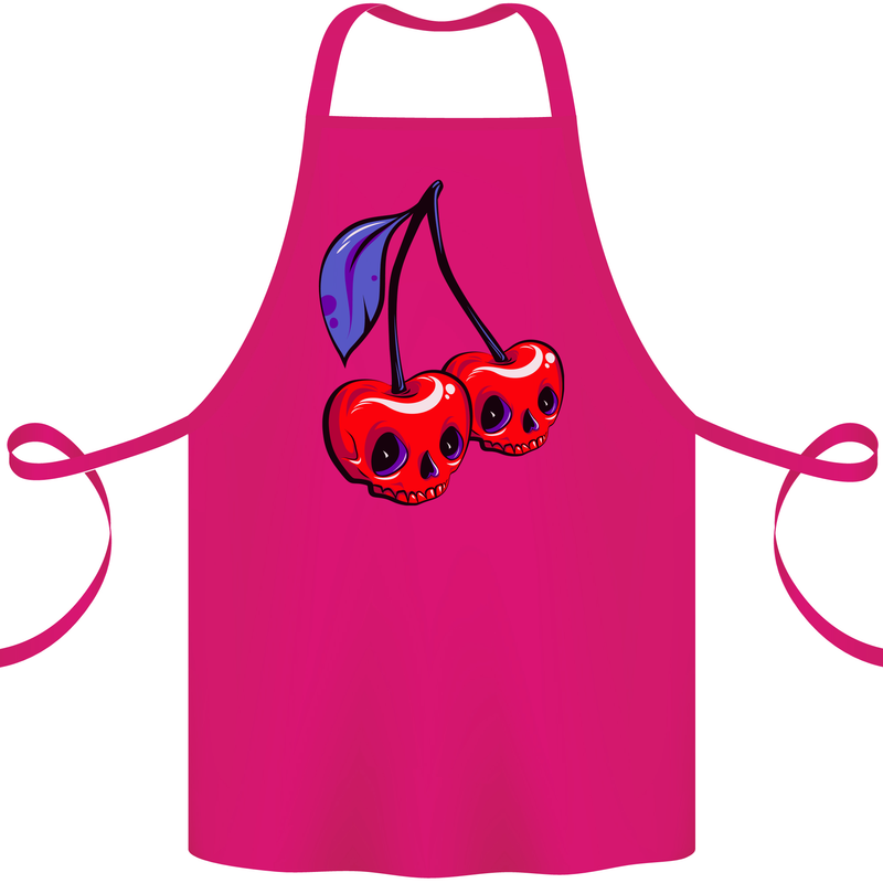 Cherry Skulls Cotton Apron 100% Organic Pink