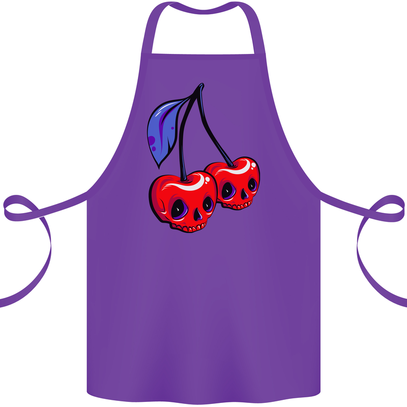 Cherry Skulls Cotton Apron 100% Organic Purple