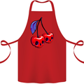 Cherry Skulls Cotton Apron 100% Organic Red