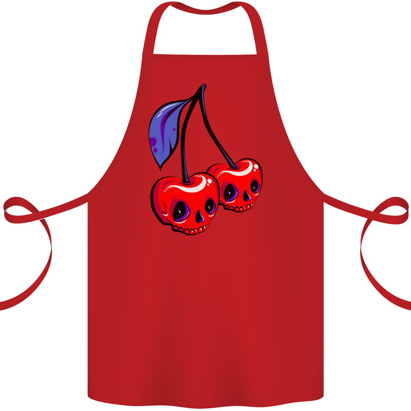 Cherry Skulls Cotton Apron 100% Organic Red