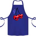 Cherry Skulls Cotton Apron 100% Organic Royal Blue