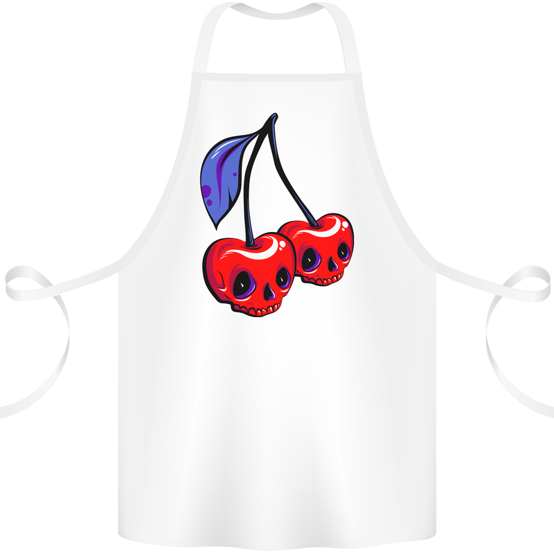 Cherry Skulls Cotton Apron 100% Organic White