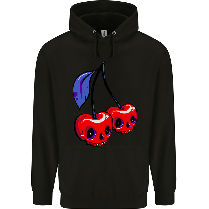 Cherry Skulls Mens 80% Cotton Hoodie Black