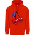 Cherry Skulls Mens 80% Cotton Hoodie Bright Red