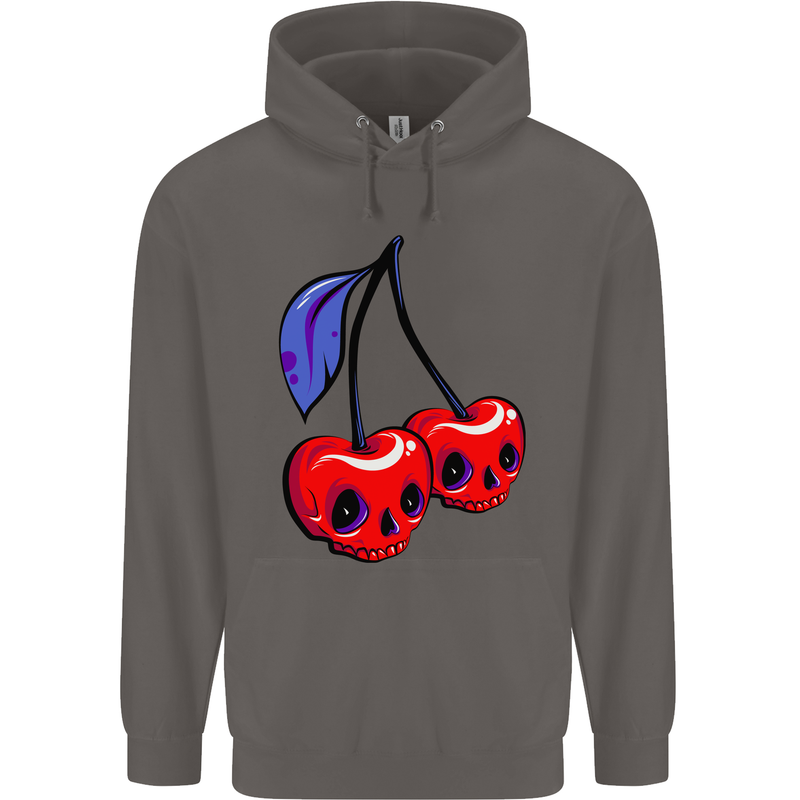Cherry Skulls Mens 80% Cotton Hoodie Charcoal