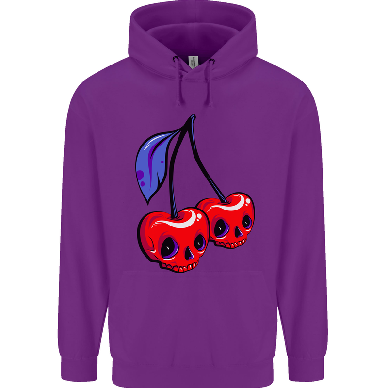 Cherry Skulls Mens 80% Cotton Hoodie Purple