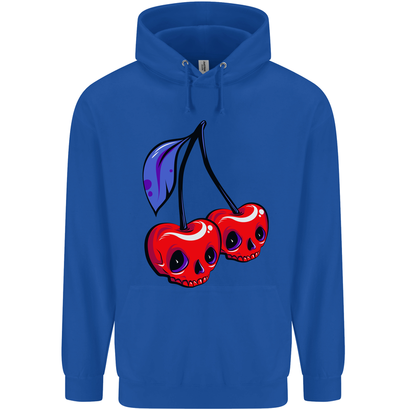 Cherry Skulls Mens 80% Cotton Hoodie Royal Blue