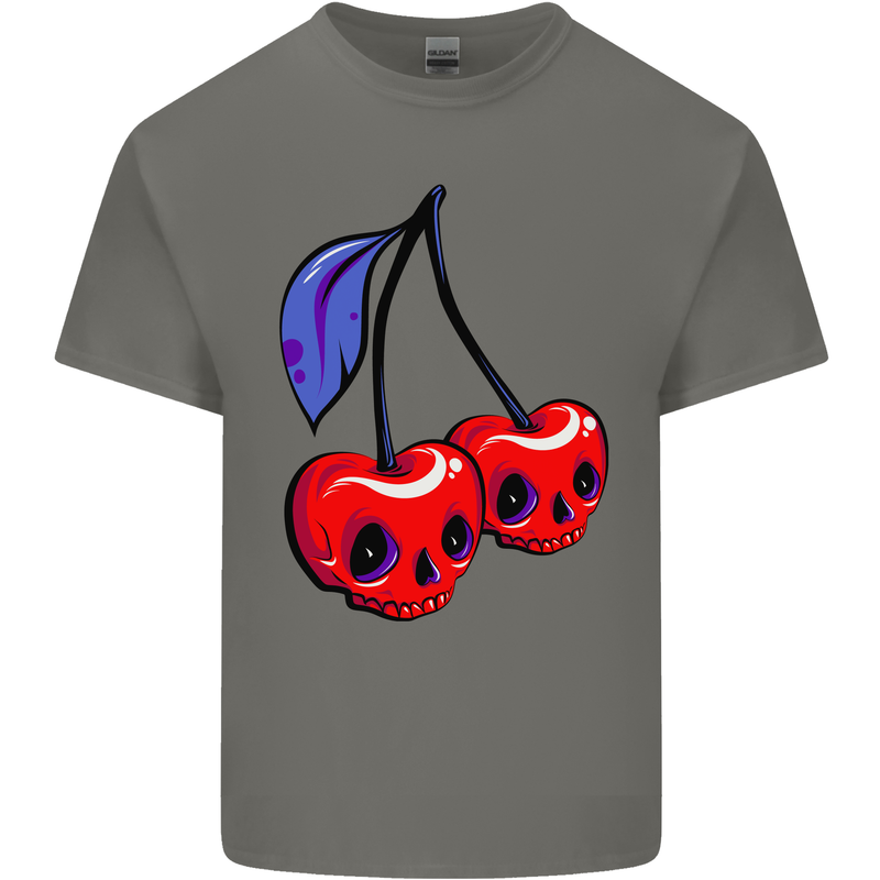 Cherry Skulls Mens Cotton T-Shirt Tee Top Charcoal