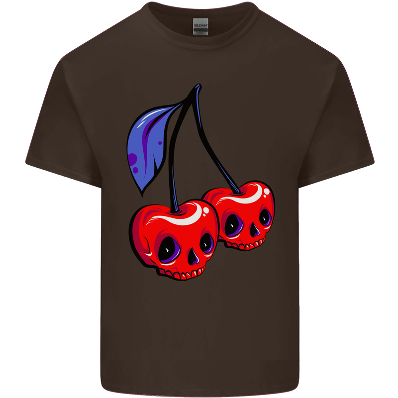 Cherry Skulls Mens Cotton T-Shirt Tee Top Dark Chocolate