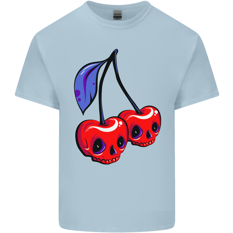 Cherry Skulls Mens Cotton T-Shirt Tee Top Light Blue