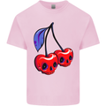 Cherry Skulls Mens Cotton T-Shirt Tee Top Light Pink
