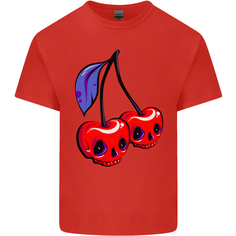 Cherry Skulls Mens Cotton T-Shirt Tee Top Red