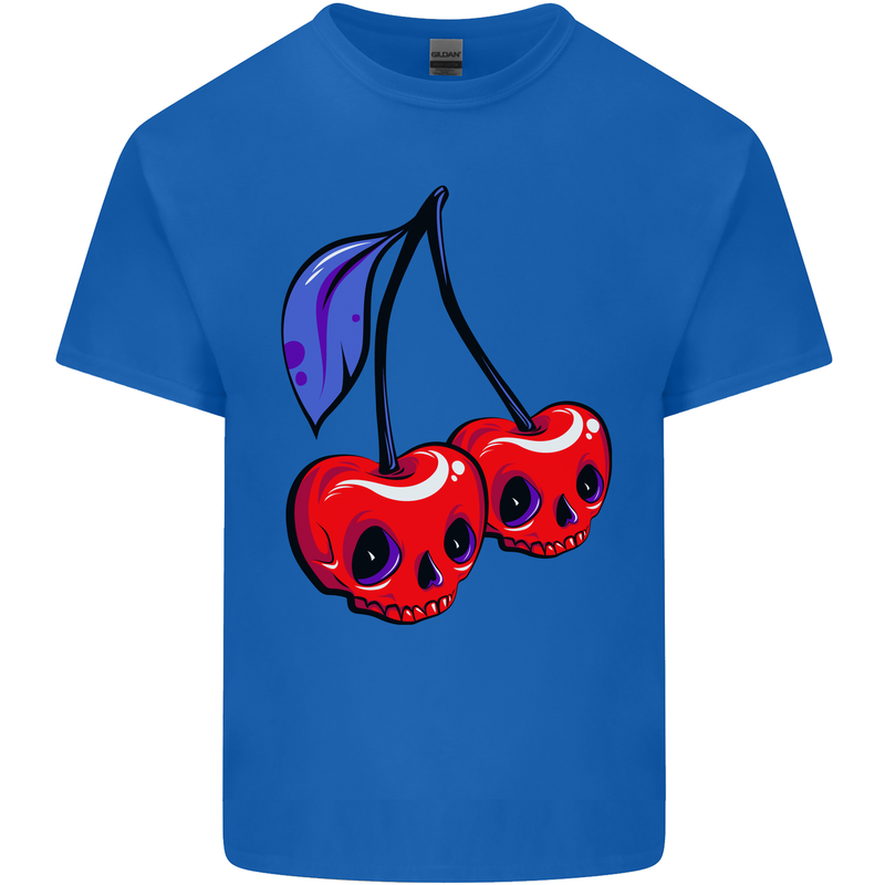 Cherry Skulls Mens Cotton T-Shirt Tee Top Royal Blue
