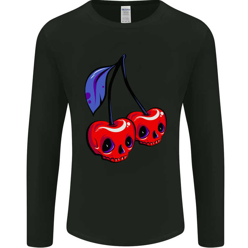 Cherry Skulls Mens Long Sleeve T-Shirt Black