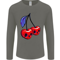 Cherry Skulls Mens Long Sleeve T-Shirt Charcoal