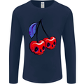 Cherry Skulls Mens Long Sleeve T-Shirt Navy Blue