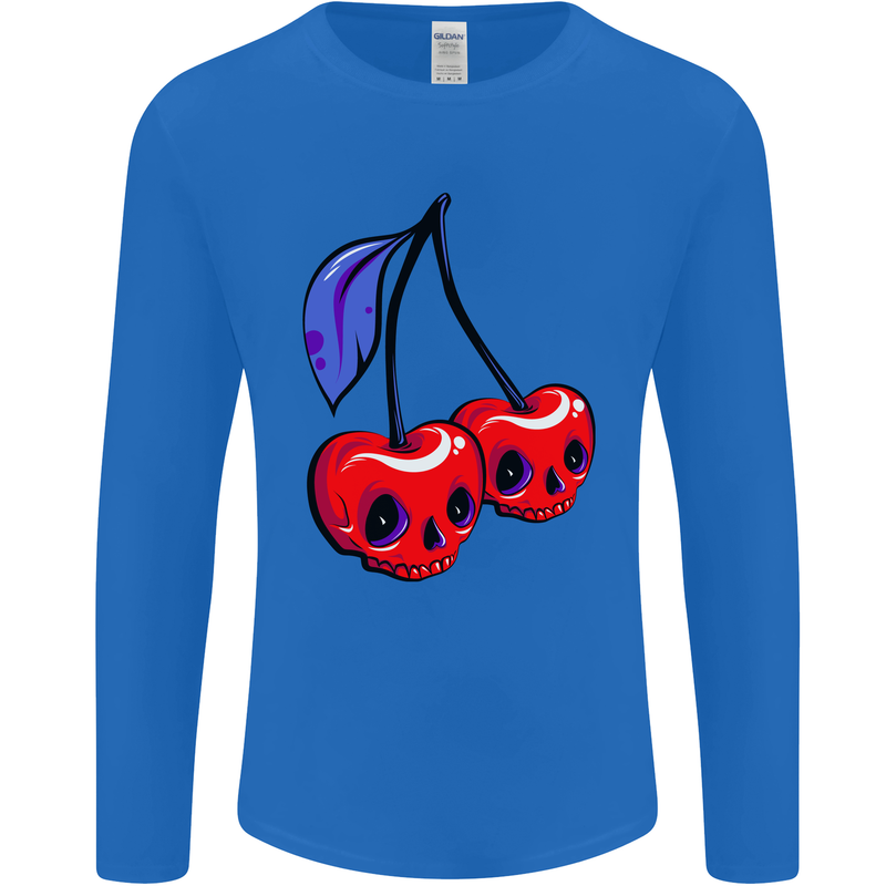 Cherry Skulls Mens Long Sleeve T-Shirt Royal Blue