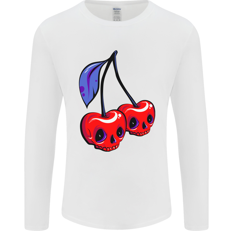 Cherry Skulls Mens Long Sleeve T-Shirt White