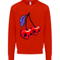 Cherry Skulls Mens Sweatshirt Jumper Bright Red