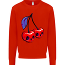 Cherry Skulls Mens Sweatshirt Jumper Bright Red