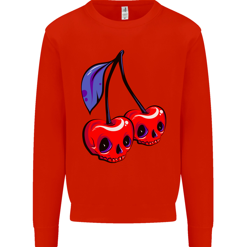 Cherry Skulls Mens Sweatshirt Jumper Bright Red
