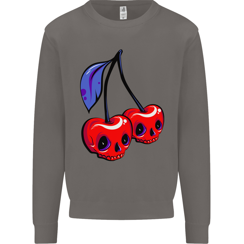 Cherry Skulls Mens Sweatshirt Jumper Charcoal