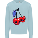 Cherry Skulls Mens Sweatshirt Jumper Light Blue