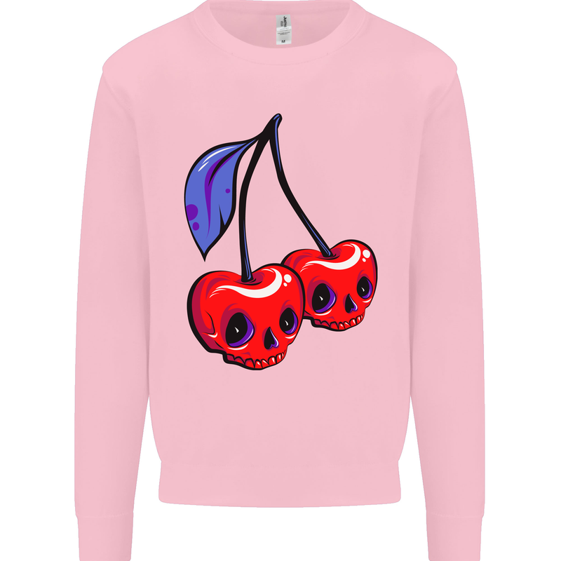 Cherry Skulls Mens Sweatshirt Jumper Light Pink