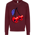 Cherry Skulls Mens Sweatshirt Jumper Maroon