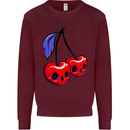 Cherry Skulls Mens Sweatshirt Jumper Maroon