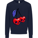 Cherry Skulls Mens Sweatshirt Jumper Navy Blue