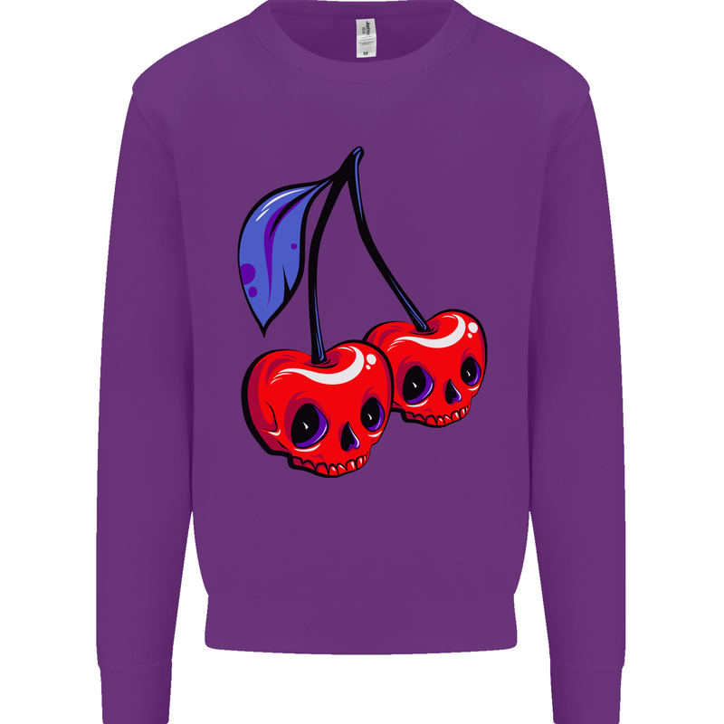 Cherry Skulls Mens Sweatshirt Jumper Purple