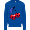 Cherry Skulls Mens Sweatshirt Jumper Royal Blue