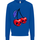 Cherry Skulls Mens Sweatshirt Jumper Royal Blue
