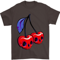 Cherry Skulls Mens T-Shirt Cotton Gildan Dark Chocolate
