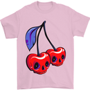 Cherry Skulls Mens T-Shirt Cotton Gildan Light Pink