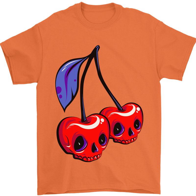 Cherry Skulls Mens T-Shirt Cotton Gildan Orange