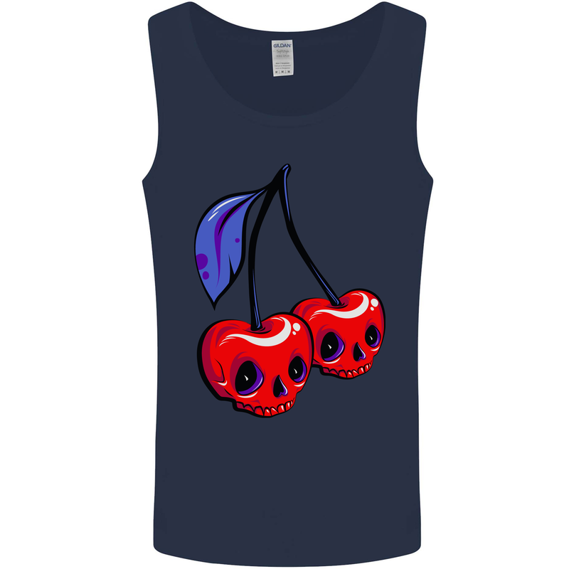 Cherry Skulls Mens Vest Tank Top Navy Blue