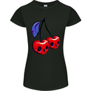 Cherry Skulls Womens Petite Cut T-Shirt Black