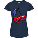 Cherry Skulls Womens Petite Cut T-Shirt Navy Blue