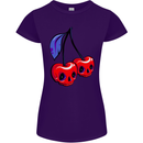 Cherry Skulls Womens Petite Cut T-Shirt Purple