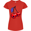 Cherry Skulls Womens Petite Cut T-Shirt Red