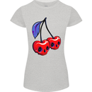 Cherry Skulls Womens Petite Cut T-Shirt Sports Grey