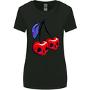 Cherry Skulls Womens Wider Cut T-Shirt Black