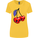 Cherry Skulls Womens Wider Cut T-Shirt Yellow