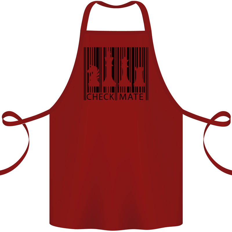 Chess Barcode Player Cotton Apron 100% Organic Maroon