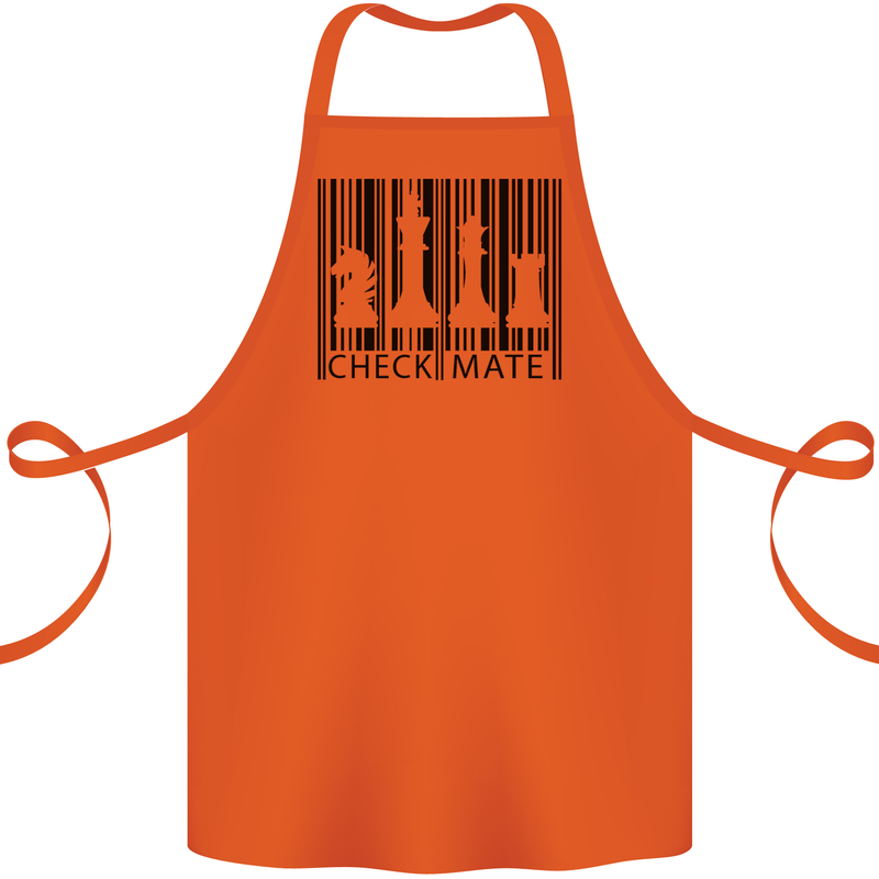 Chess Barcode Player Cotton Apron 100% Organic Orange