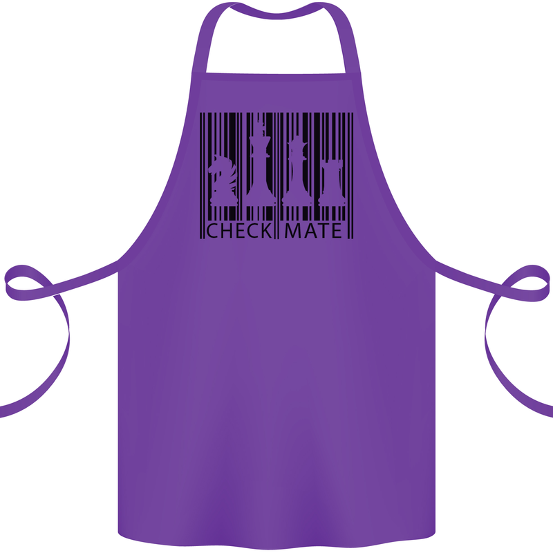 Chess Barcode Player Cotton Apron 100% Organic Purple