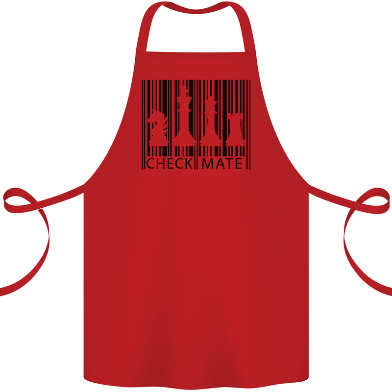 Chess Barcode Player Cotton Apron 100% Organic Red